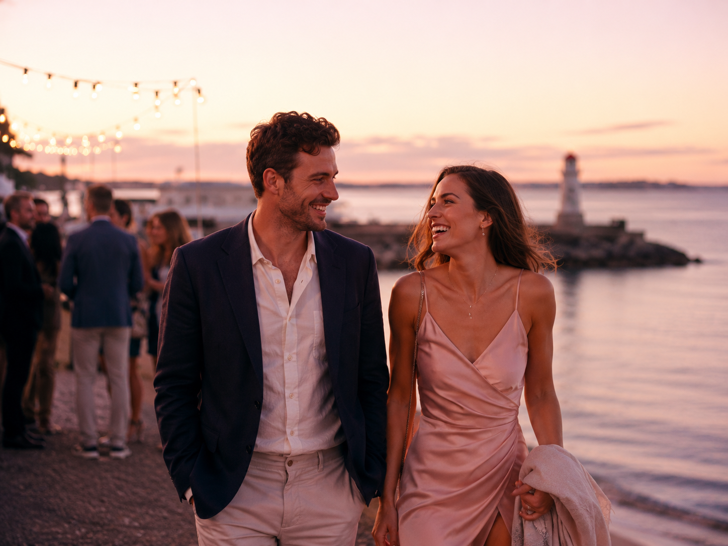 A couple enjoying a coastal date